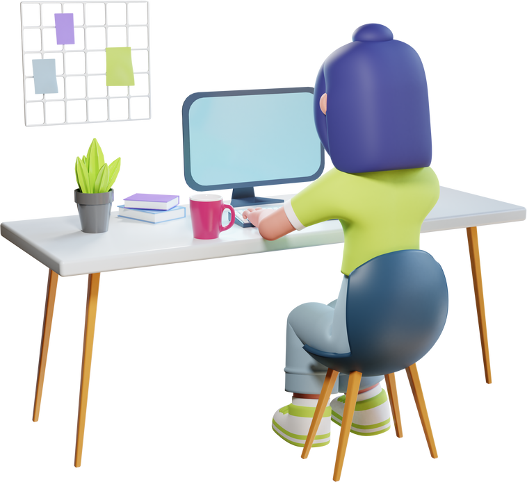 3D Woman Working