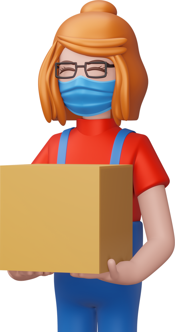 Delivery Girl Holding a Box